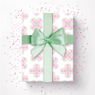 Clover Moroccan Quatrefoil i rosa och grönt Presentpapper