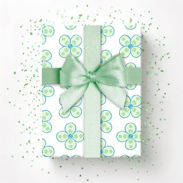 Clover Moroccan Quatrefoil in Green and Aqua Presentpapper