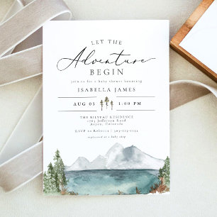 CLOVER Mountain Lake Boho Äventyr Baby Shower Inbjudningar