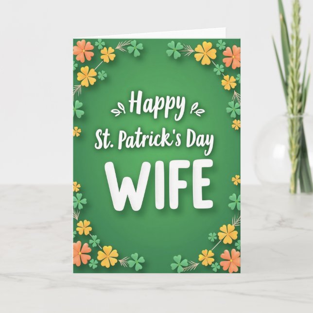 Clover Pattern Wife St Patricks Card Kort (Framsida)