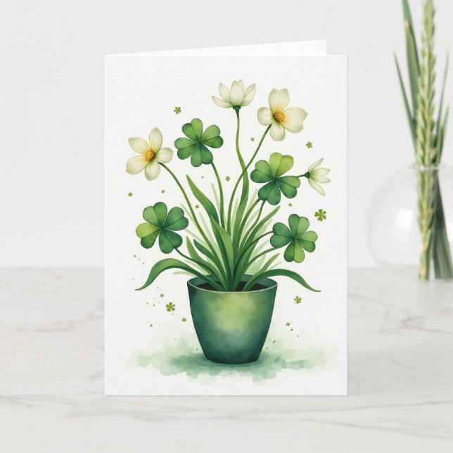 Clover Plant Watercolor Card Kort (Framsida)