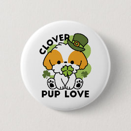 Clover Pup Love – St. Patrick's Day Hunddesign Knapp