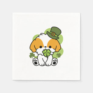 Clover Pup Love – St. Patrick's Day Hunddesign Pappersservett