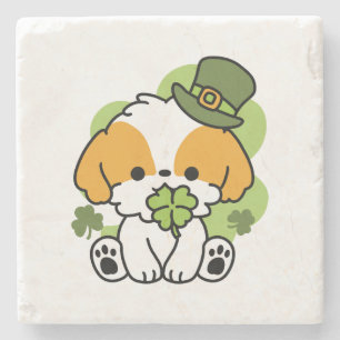 Clover Pup Love – St. Patrick's Day Hunddesign Stenunderlägg