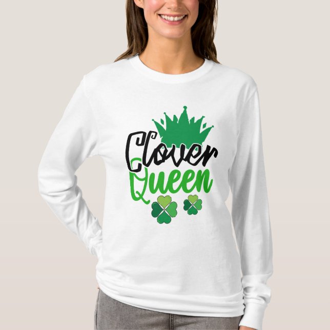 Clover Queen St Patrick’s Day Design-61105 Hoodie T Shirt (Framsida)