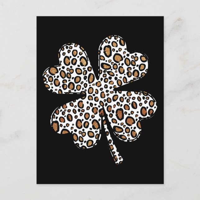 Clover Shamrock Leopard Spots St. Patrick's Day Vykort (Framsida)