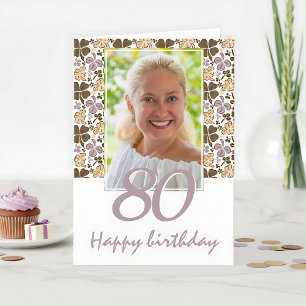 Clover Shamrock Mönster 80-års födelsedagsfoto Kort