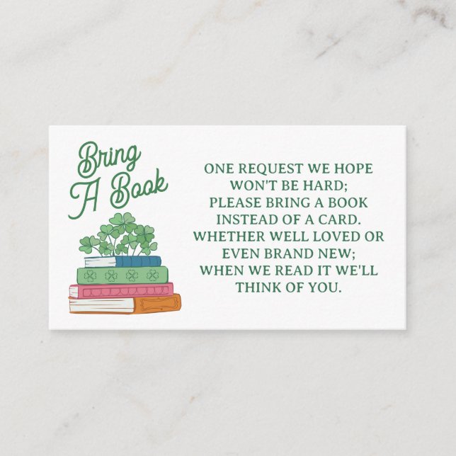 Clovers Book Stack Bring Books For Baby Shower Tilläggskort (Framsida)