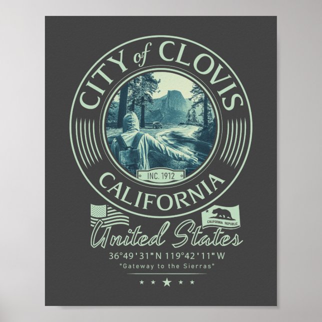 CLOVIS FRESNO CALIFORNIA - CLOVIS CA STAD POSTER (Framsidan)