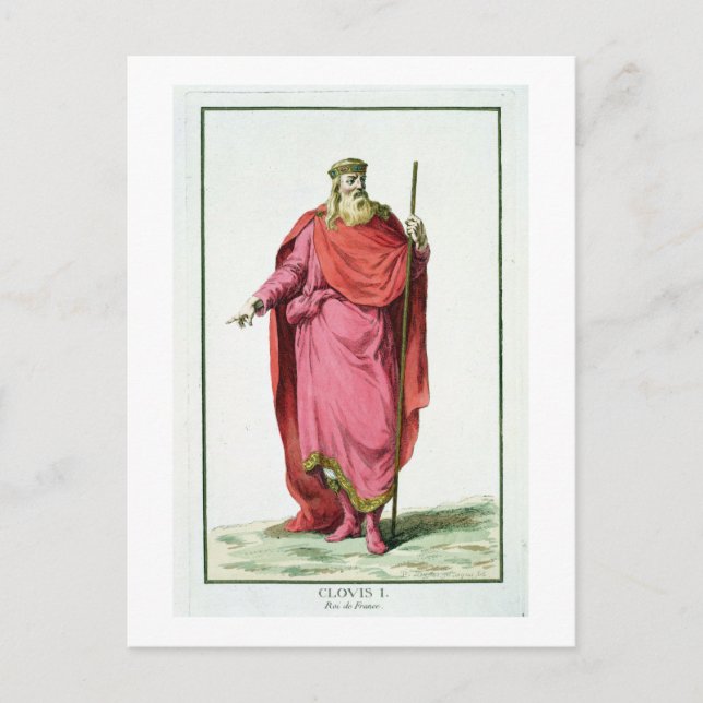 Clovis I (481-511) Kung i Salian Franks från Vykort (Framsida)