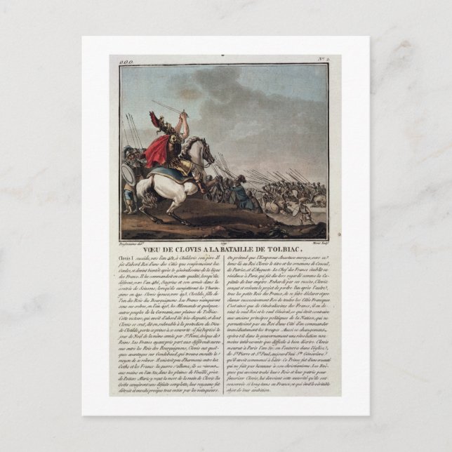 Clovis I (c.466-511) vid slaget vid Tolbiac, 496 Vykort (Framsida)