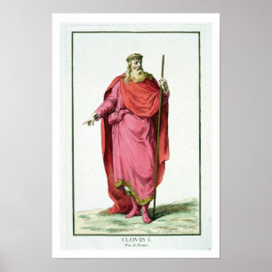 Clovis mig kung (för 481-511) av de Salian Poster