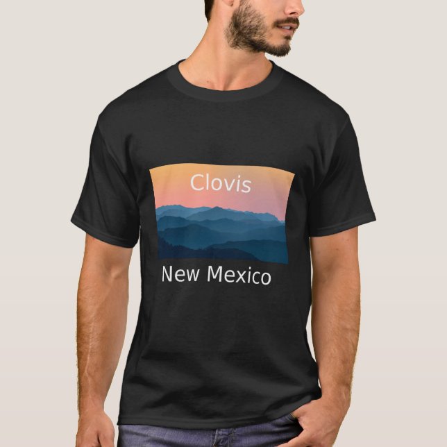 Clovis New Mexico Berg solnedgång hemstad T Shirt (Framsida)