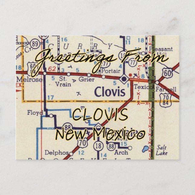 Clovis NM Vintage Karta Vykort (Framsida)