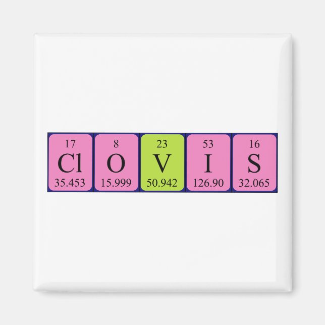 Clovis periodiskt återkommande magnet bord namn (Framsidan)