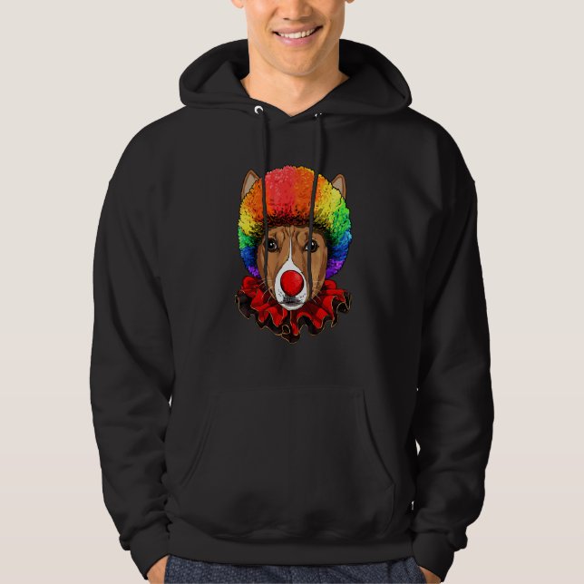 Clown afrikansk Basenji Karneval Cirkus Personal H Hoodie (Framsida)