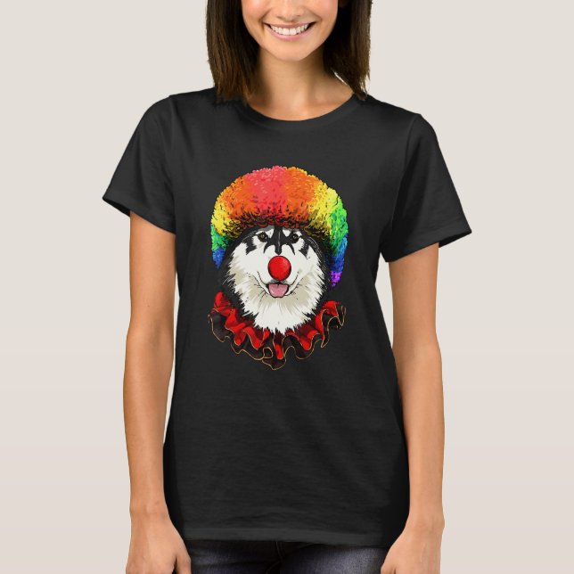 Clown Alaskan Malamute Carnival Circus Staff Husky T Shirt (Framsida)