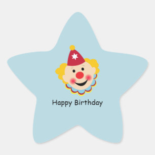 Clown Ansikte Birthday Stickers Stjärnformat Klistermärke