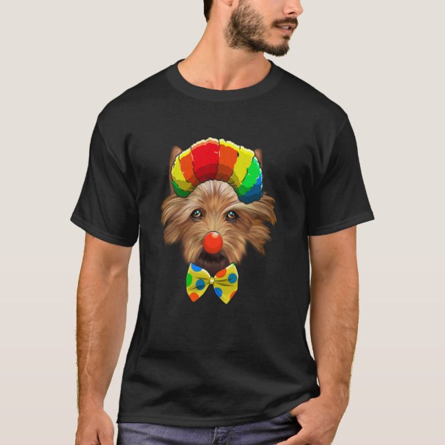 Clown Australian Terrier Circus Hund T Shirt (Framsida)