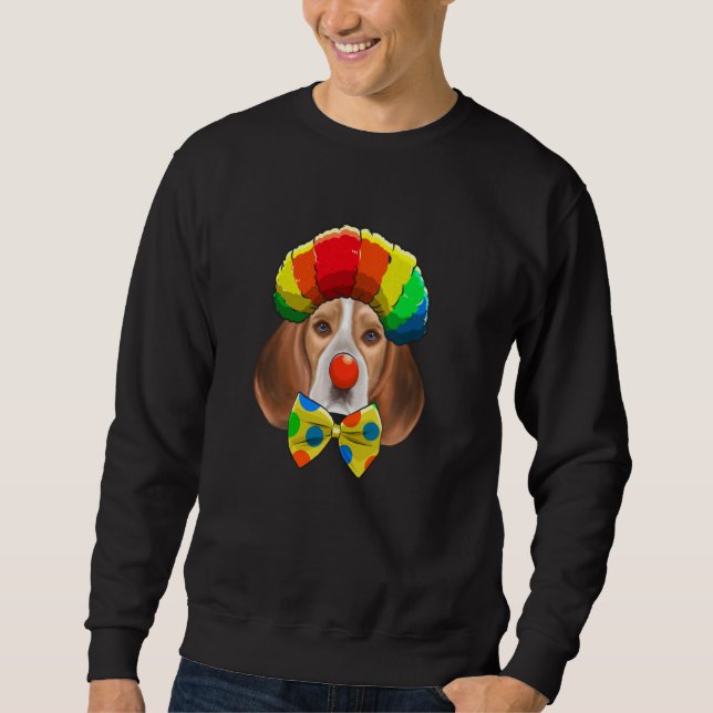 Clown Beagle Circus Hund Lång Ärmad Tröja (Framsida)