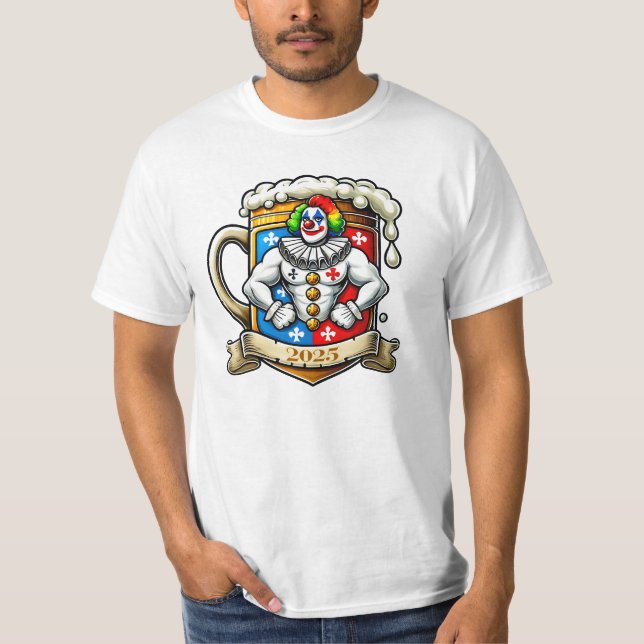 Clown, Bierkrug, Bodybuilding - Fasching Karneval T Shirt (Framsida)