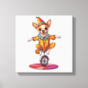 Clown Chihuahua � Rolig Cirkushund Canvastryck
