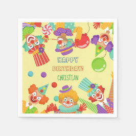 Clown cirkusens födelsedagsfest personlig namn pappersservett