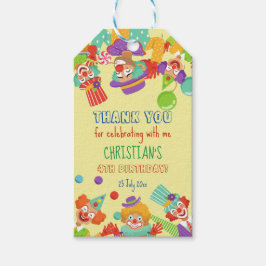 Clown cirkusens födelsedagsfest personlig namn presentetikett