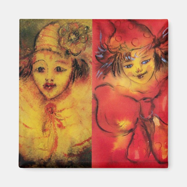 CLOWN COLLECTION Venetian Masquade Clowns Magnet (Framsidan)