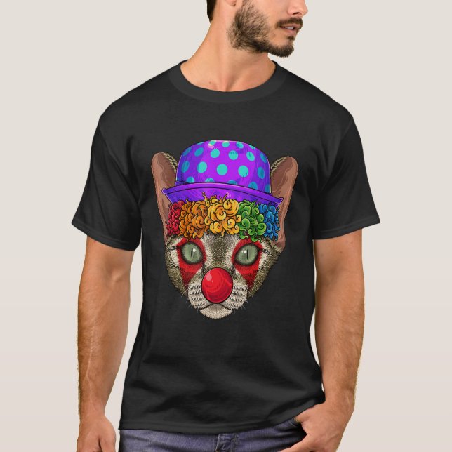 Clown Devon Rex Circus Carnival Costume Cat Theme  T Shirt (Framsida)