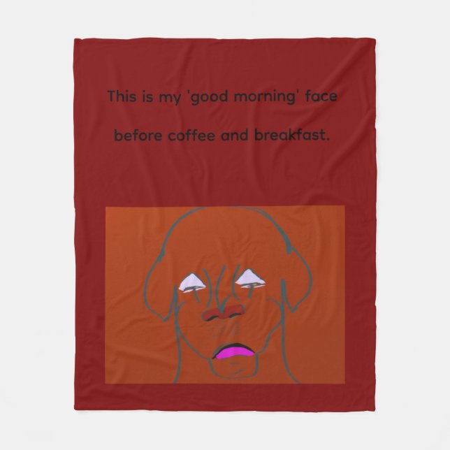 Clown-Faced Dog Cartoon Sketch Fleecefilt (Framsidan)