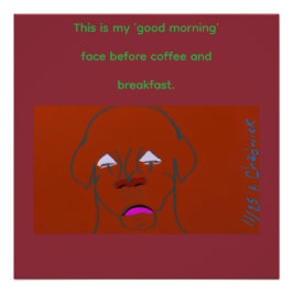 Clown-Faced Dog Cartoon Sketch Glossy Poster Perfect Poster