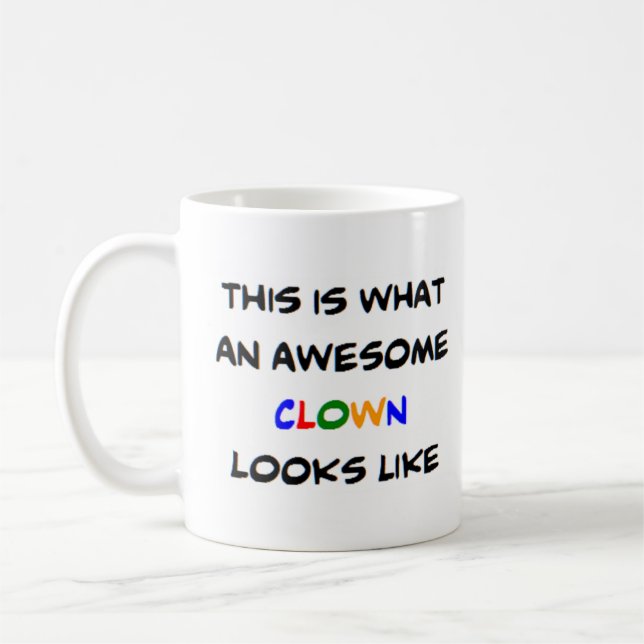 clown, fantastisk kaffemugg (Vänster)