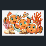 Clown fish Cartoon cute Family Underwater Fototryck<br><div class="desc">Cute and Joyful little Clownfish Cartoon Characters swimming together on underwater Coral Reef Background. Original Vector Illustration Copyright BluedarkArt.</div>