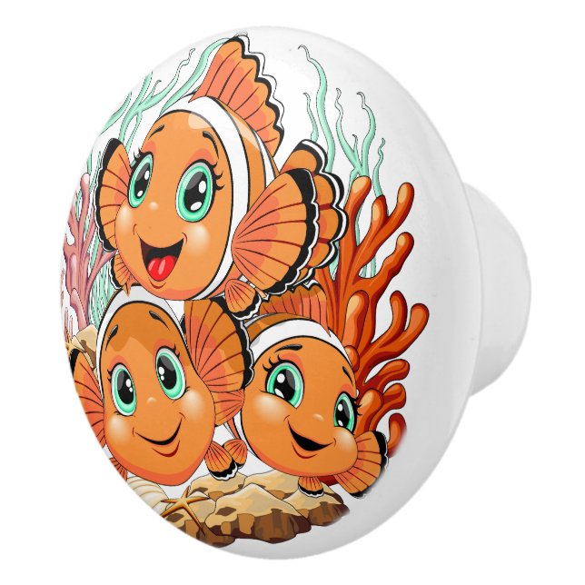Clown fish Cartoon cute Family Underwater Knopp (Höger)