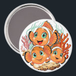 Clown fish Cartoon cute Family Underwater Magnet<br><div class="desc">Cute and Joyful little Clownfish Cartoon Characters swimming together on underwater Coral Reef Background. Original Vector Illustration Copyright BluedarkArt.</div>