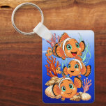 Clown fish Cartoon cute Family Underwater Nyckelring<br><div class="desc">Cute and Joyful little Clownfish Cartoon Characters swimming together on underwater Coral Reef Background. Original Vector Illustration Copyright BluedarkArt.</div>