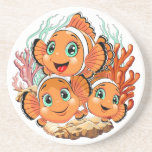 Clown fish Cartoon cute Family Underwater Underlägg<br><div class="desc">Cute and Joyful little Clownfish Cartoon Characters swimming together on underwater Coral Reef Background. Original Vector Illustration Copyright BluedarkArt.</div>