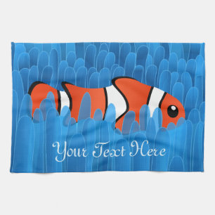 Clown Fish och Beval Blue Sea Anemone Kökshandduk