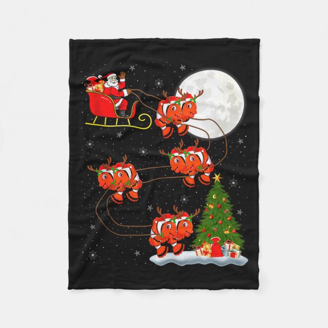 Clown Fish Santa Sleigh Flying Funny Magical Chris Fleecefilt (Framsidan)