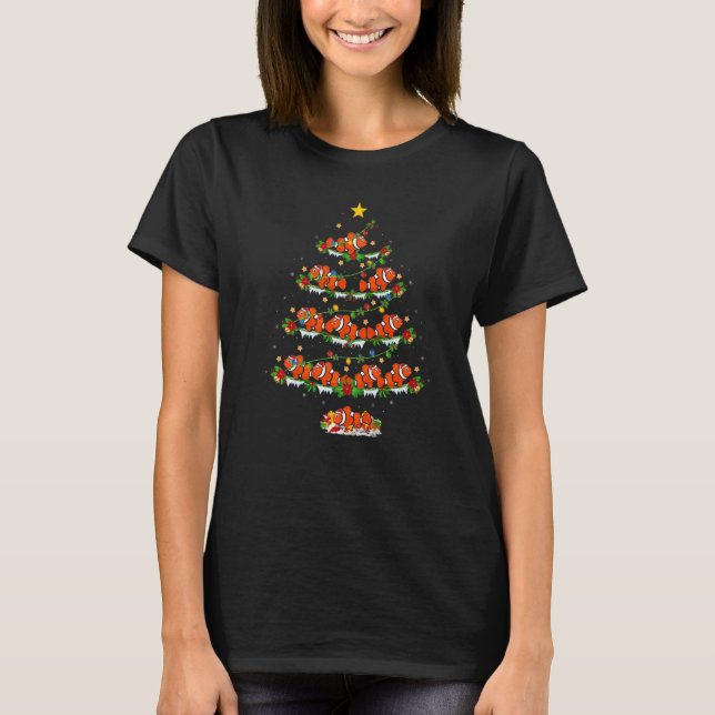 Clown Fish  Xmas Lights Clown Fish Christmas Tree T Shirt (Framsida)