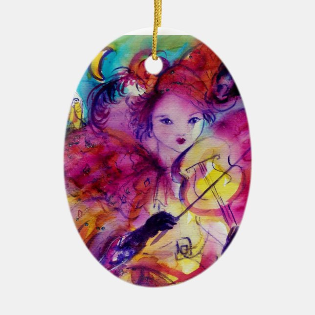 CLOWN FÖR ROSOR FÖR MASKERADNATT-/MUSIKDANANDE JULGRANSPRYDNAD KERAMIK (Framsidan)