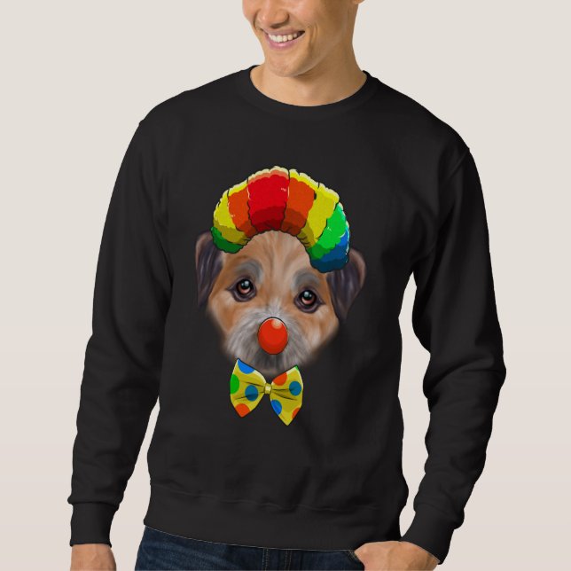 Clown Gräns Terrier Circus Hund Lång Ärmad Tröja (Framsida)