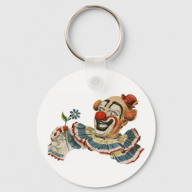 Clown Grins at Flower - Keychain Nyckelring (Framsida)