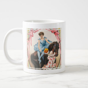 Clown HandFlowers to a Women on Horseback Jumbo Mugg