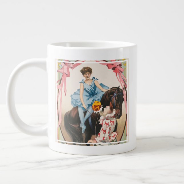 Clown HandFlowers to a Women on Horseback Jumbo Mugg (Vänster)