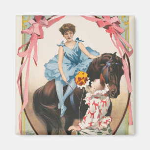 Clown HandFlowers to a Women on Horseback Magnet