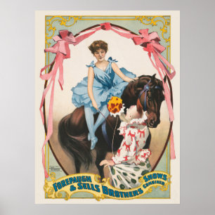 Clown HandFlowers to a Women on Horseback Poster