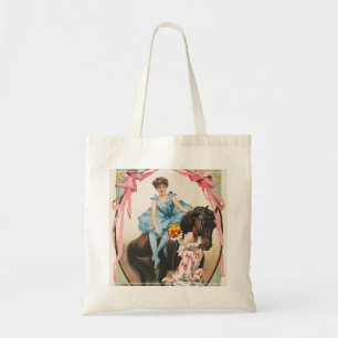 Clown HandFlowers to a Women on Horseback Tygkasse