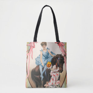 Clown HandFlowers to a Women on Horseback Tygkasse